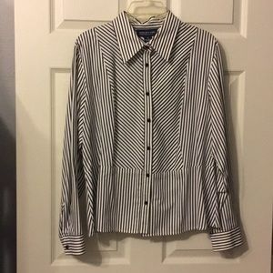 Jones New York black & white stripe blouse, sz 1X